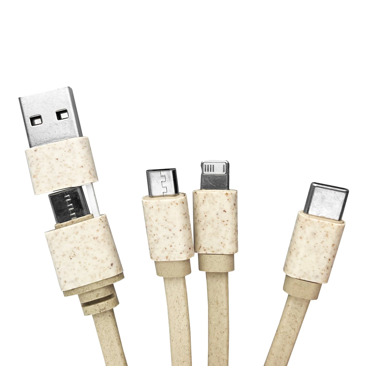 Square Bamboo Charging Cable Key Ring