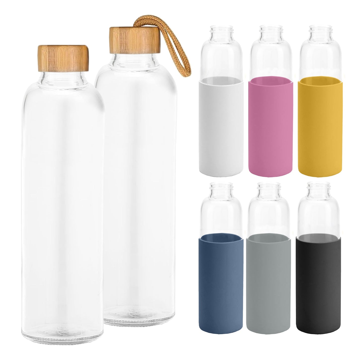 Honya Glass Drink Bottle with Sleeve
