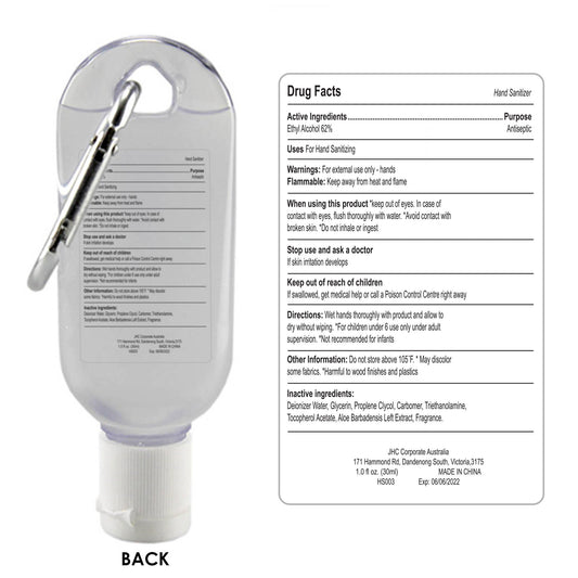 30ml Gel Hand Sanitiser with Carabiner