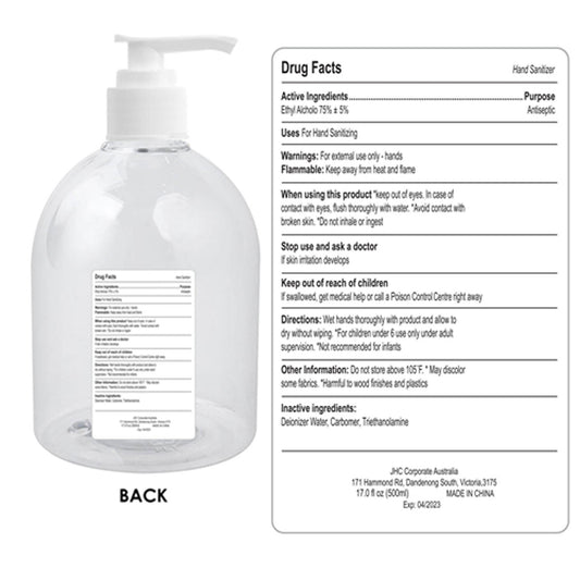 500ml Hand Sanitiser Gel 75% Alcohol