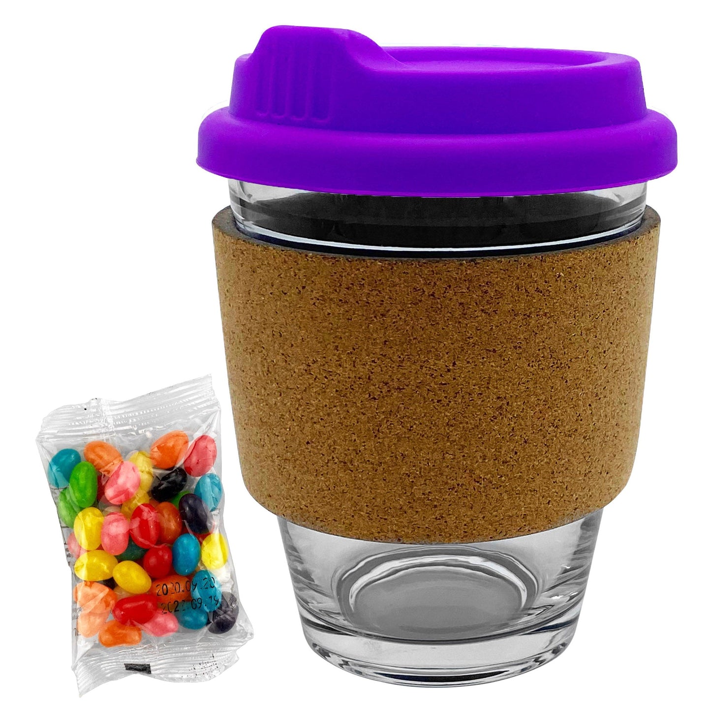 Jelly Bean In Cork Band Glass Coffee Cup