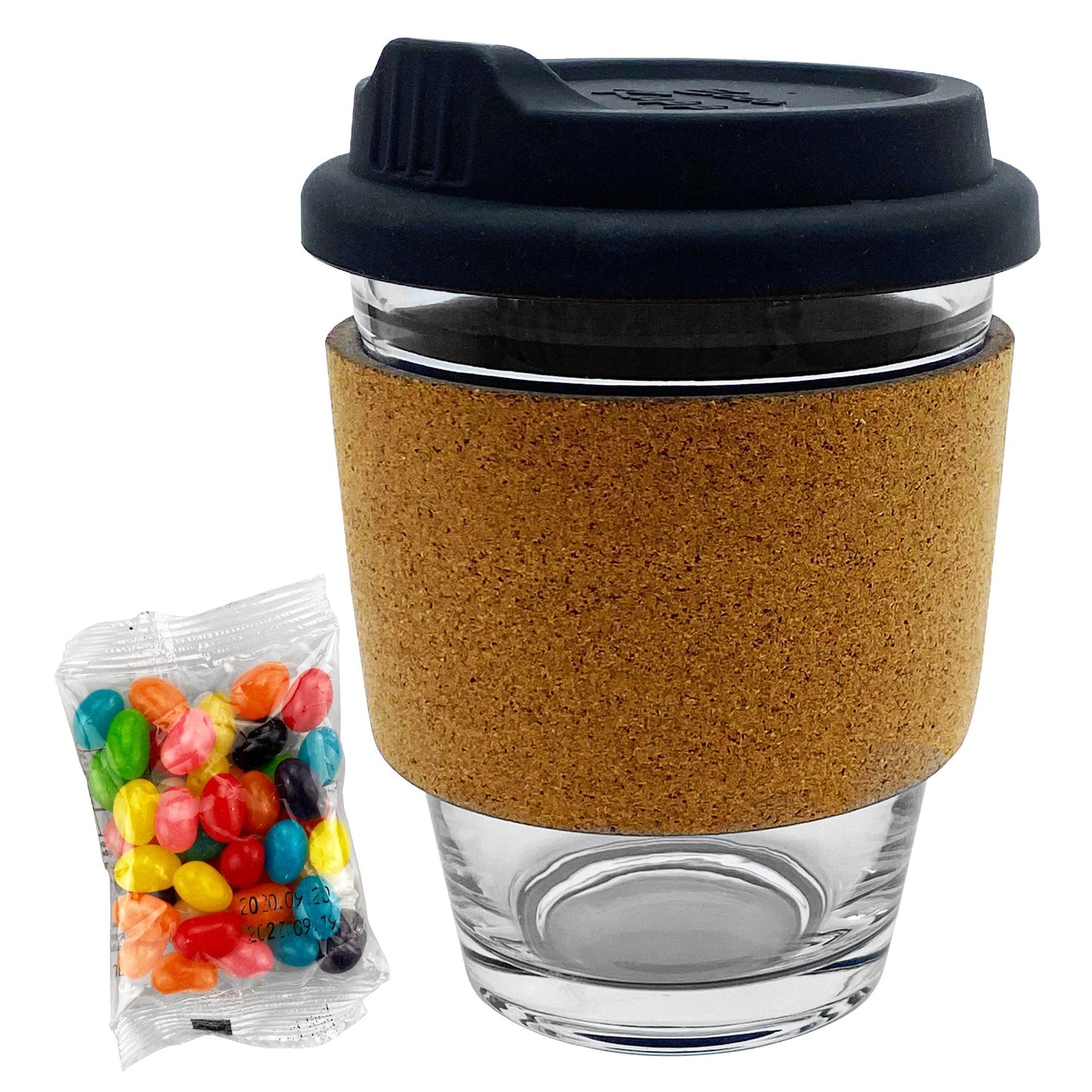 Jelly Bean In Cork Band Glass Coffee Cup