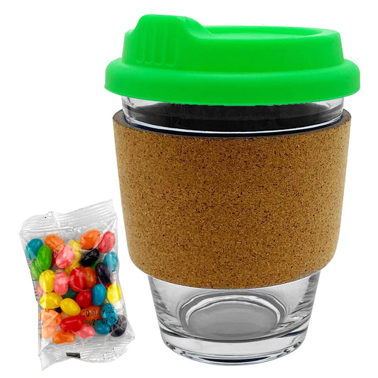 Jelly Bean In Cork Band Glass Coffee Cup