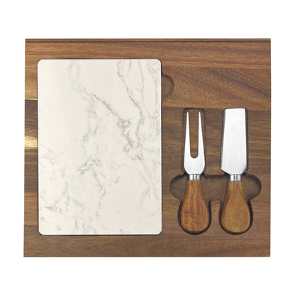 Fuzo Marble Cheeseboard and Knife Set