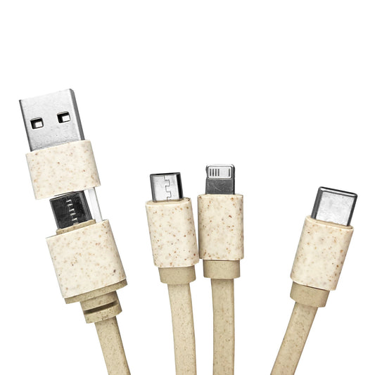 Square Bamboo Charging Cable Key Ring