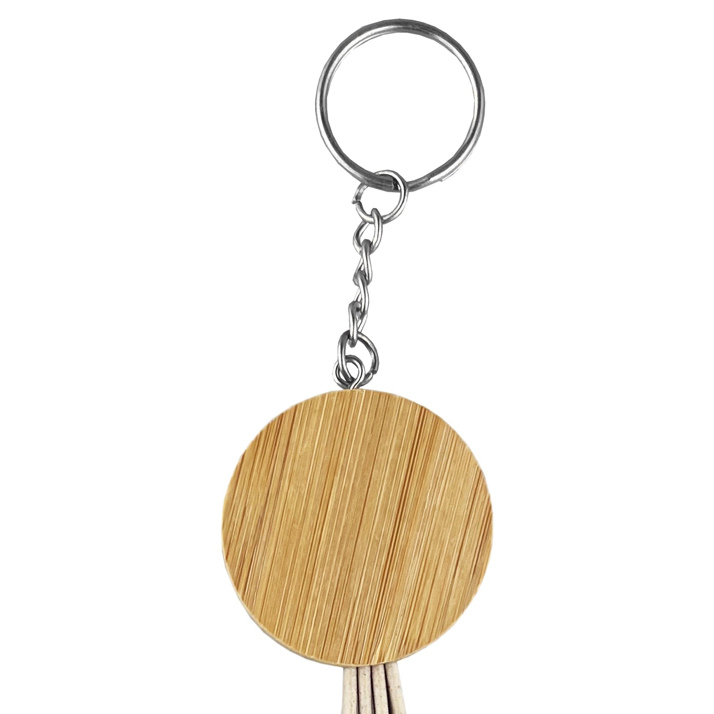 Round Bamboo Charging Cable Key Ring