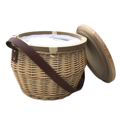 Scotch Wicker Picnic Cooler Basket Round